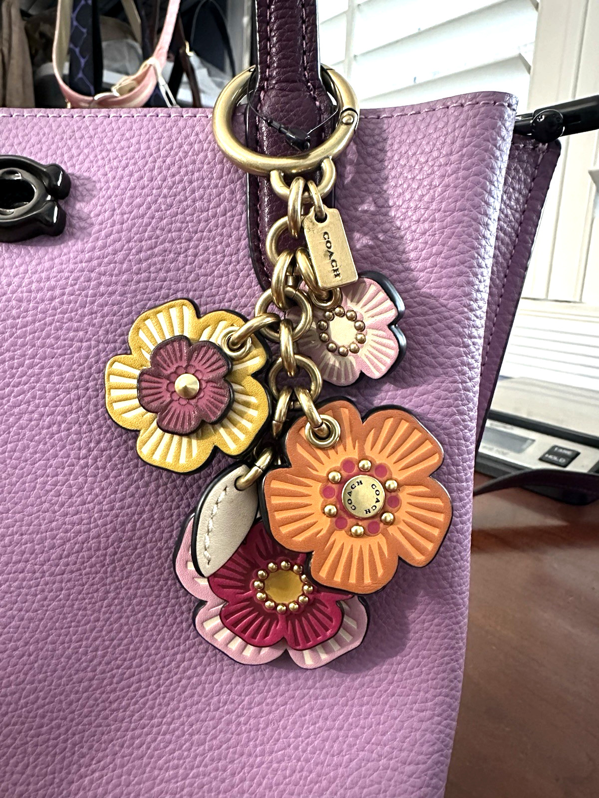COACH Floral Tea Rose Key Chain