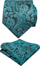 Mens Paisley Tie Handkerchief Casual Floral Necktie Set