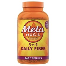 Fiber Capsules 340 Count Pack Metamucil 3-in-1 Daily Psyllium Husk Supplement