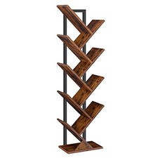 Tree Bookshelf, 9-Tier Bookcase Wooden Shelves, Floor Standing Storage Rack,