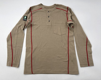 Lakeland FR Shirt Mens Small Tan Long Sleeve Flame Resistant CAT 2 Henley NWOT