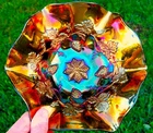 Millersburg Star Center Carnival Glass Grape Wreath Ruffled Bowl *Purple*