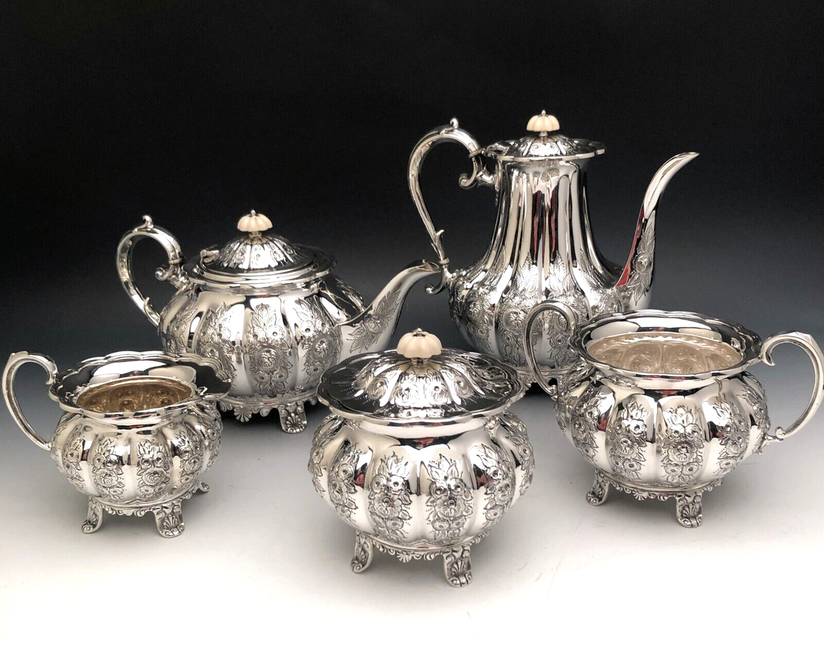 Hand Chased 5 piece Coffee & Tea Set, Sheffield, UK, circa 1952