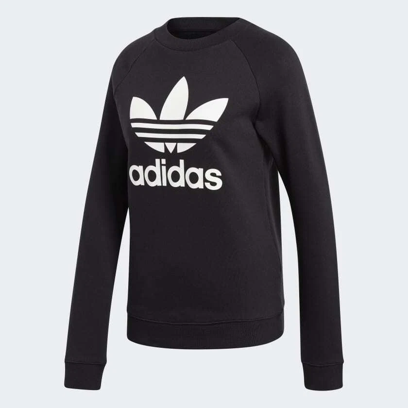 adidas Trefoil Crewneck Sweatshirt Women's Black Long Sleeve Pullover Shirt - Image 2 of 3