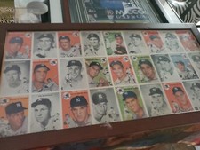1954 TOPPS BASEBALL UNCUT SHEET FRAMED- YANKEES MANTLE, BERRA, FORD, & MORE
