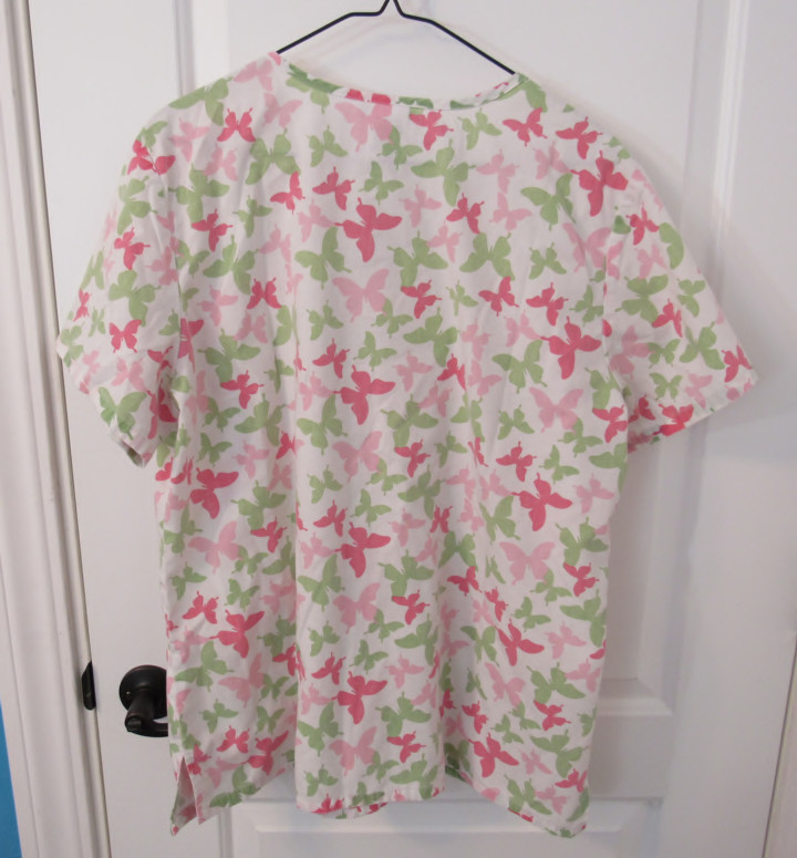 SCRUB TOP Butterflys Pink/ Green   Colors Size Large SB Scrubs