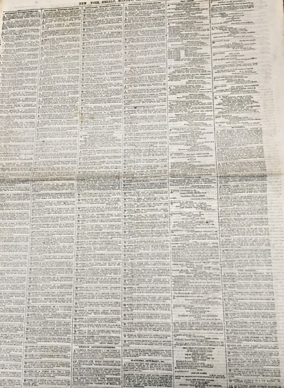 1862 Civil War New York Herald Newspaper dated Sept. 29, 1862
