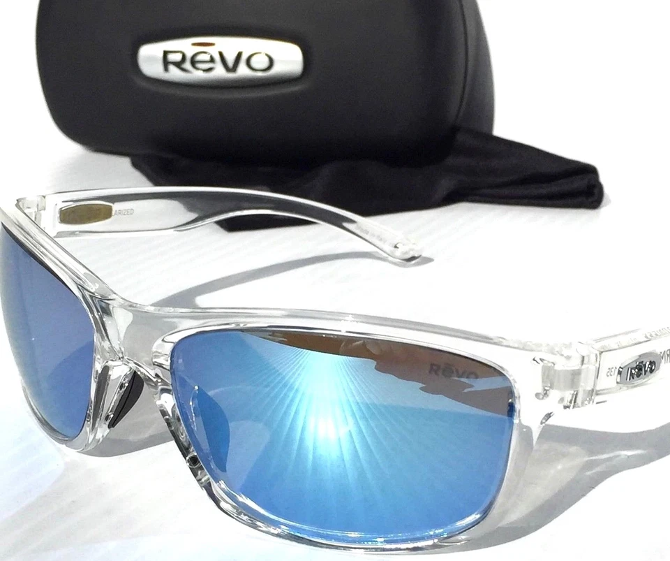 NUEVO* ARNÉS REVO TRANSPARENTE con lente de agua azul polarizada gafas de sol RE 4071 09 BL Foto 3 de 4