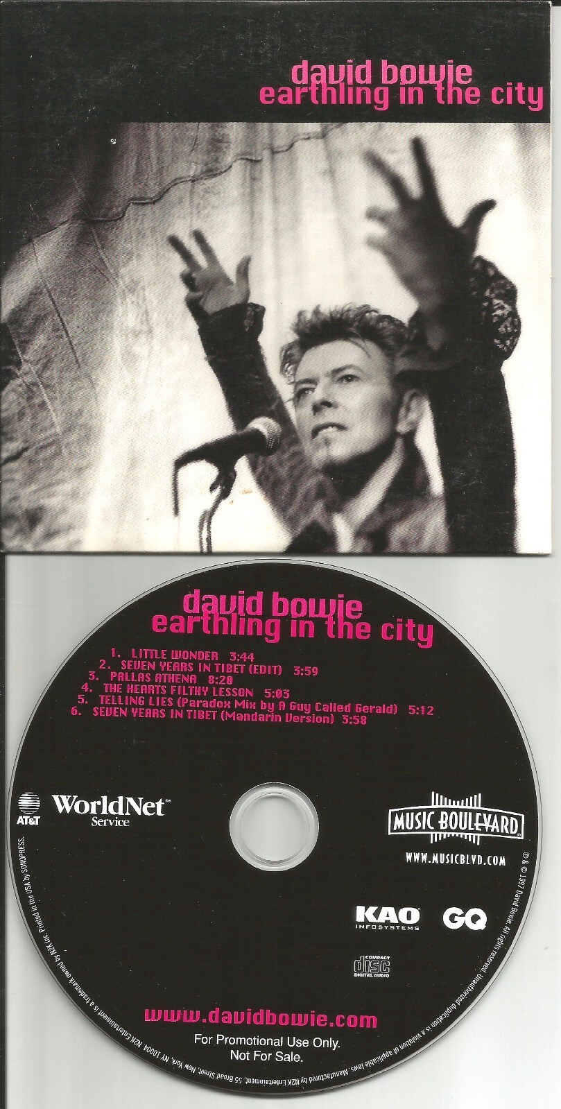 DAVID BOWIE Earthling in  City w /3 RARE LIVE TRACKS & rare MIX PROMO CD Single