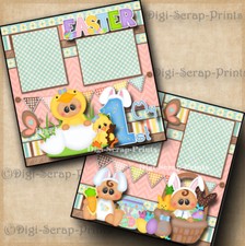 1ST EASTER 2 premade scrapbook pages 12x12 printed BABY boy girl DIGISCRAP A0456