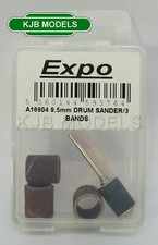 EXPO A16904 9.5mm Drum Sander Set - 3 Sanding Bands For Mini Drill - Modelling