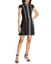 NWT $550 Alice + Olivia Alyse High-Neck Fit-&-Flare Black/White Dress in size 8!