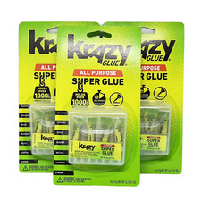Krazy Glue Crazy Super Glue 4 Single-Use Tubes with storage case All Purpose 3x
