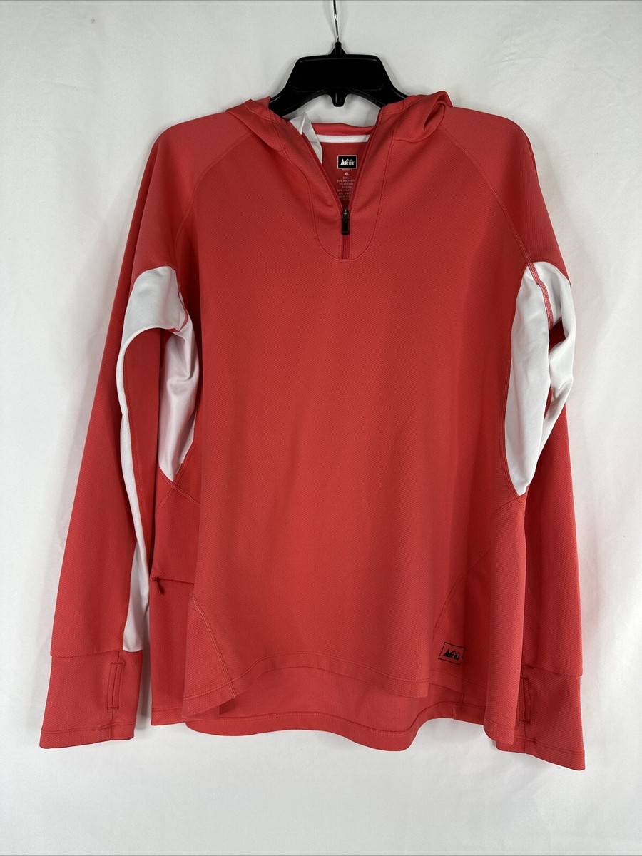 REI Airflyte Quarter Zip Hoodie Womens Size XL Salmon Pink Long