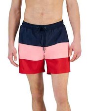 CLUB ROOM Men's Color blocked Swim Shorts Trunks Blue/Red/Pink SMALL