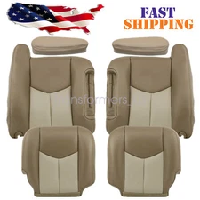 For 2003 2004 2005 2006 GMC Yukon Sierra Denali Front Back-Bottom Seat Cover Tan