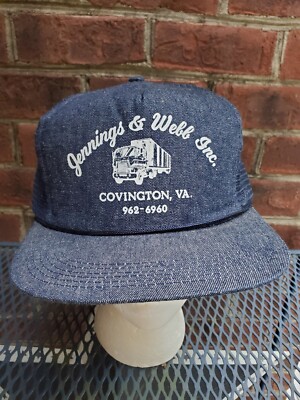 Vintage Jennings & Webb Trucking Company Denim Snapback Hat Cap Cabover