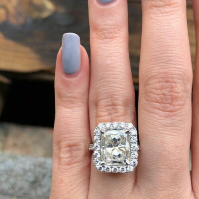 2Ct Emerald Lab-Created Diamond Engagement Pretty Ring White Gold Plated Silver