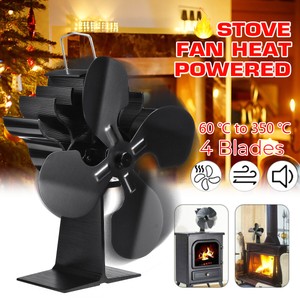 Wood Log Heater Eco Fan Stove Fireplace Fire Heat Powered