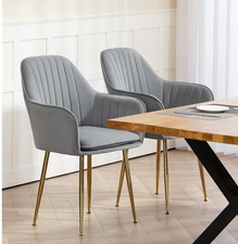 2x Dining Chairs Leisure Kitchen Chairs with Backrest Fabric Accent Padded Seat