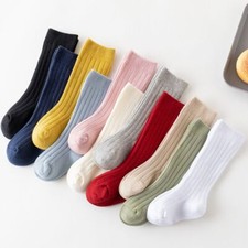 Solid Plain Cotton Socks - Knee High Toddler Sock Children Footwear Accessories