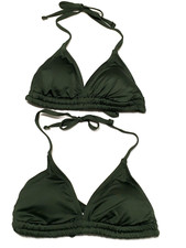 2-Shade  Shore Womens Size S 4-6 Tie-Back Removable Pad Green Bikini Top