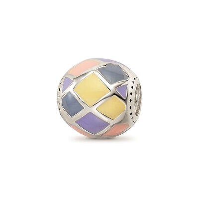 Reflection Beads Sterling Silver Pink Yellow & Lavender Enamel Mosaic Bead