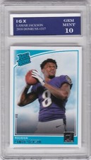 LAMAR JACKSON ROOKIE CARD $$ Donruss RATED RC GEM MINT (10) Football 2018 RAVENS