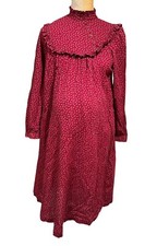 Vintage Floral Maternity Dress Ruffle Prairie Cottage Boho Modest Button Size S