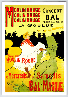 [27J2os1] Postcard Unused, Moulin Rouge Concert Bal, Toulouse Lautrec