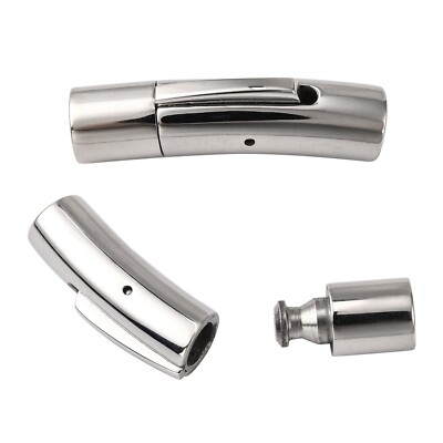 10Sets Tube Stainless Steel Bayonet Clasps For Jewelry Findings 28x7mm Hole 5mm