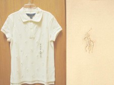 NWT Ralph Lauren girl M 8-10 All-over Pony Polo Shirt SS Ivory Cream NoSalesTax