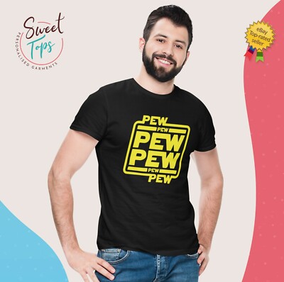Pew Pew Pew Männlich Schwarz Kurzarm T-Shirt | Neuheit | Geschenk | Vatertag