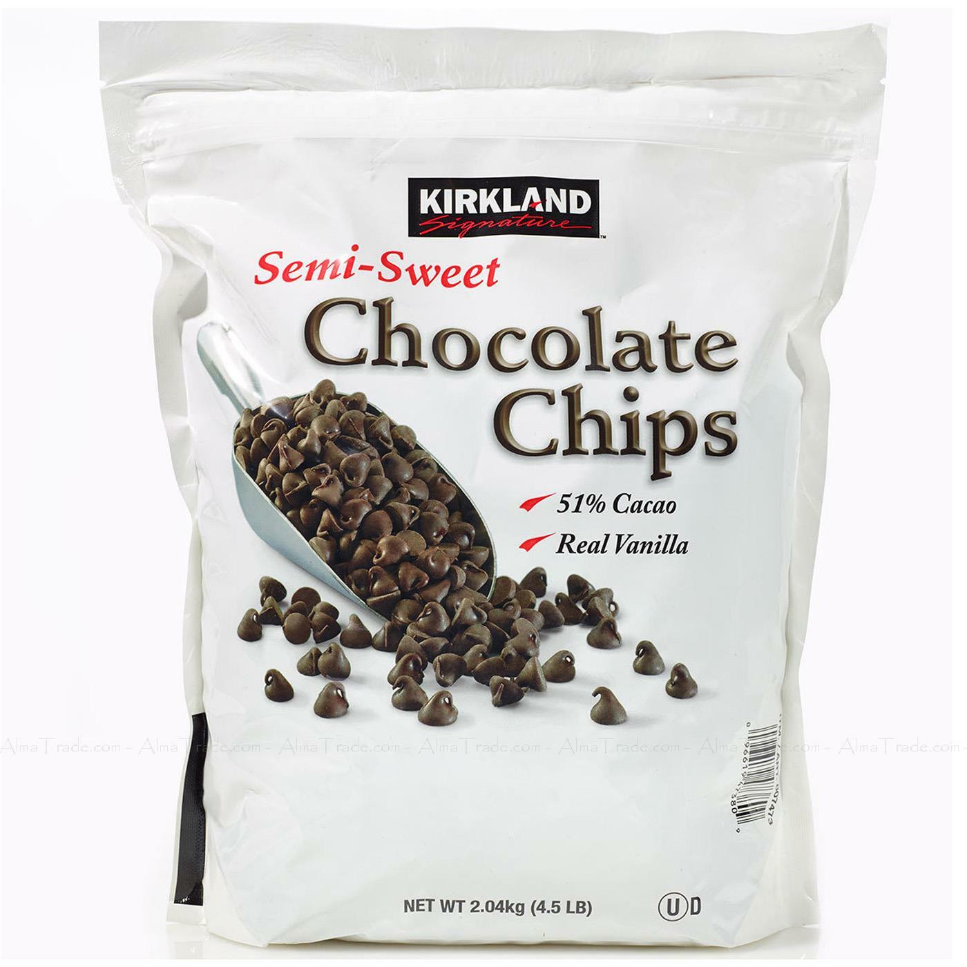Kirkland Signature Semi-Sweet Chocolate Chips Cocoa Vanilla Resealable bag 2.04k