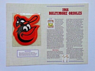 VINTAGE Baltimore Orioles 1966 COOPERSTOWN COLLECTION PATCH & HISTORY STATS CARD