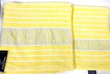 NEW NAUTICA SURF DRIVE YELLOW,GRAY,WHITE STRIPES COTTON BATH,OR HAND TOWEL