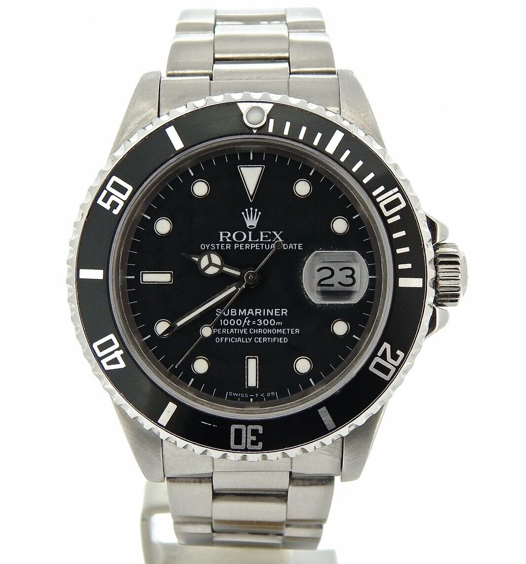 Rolex Submariner Date 16610 Oyster Date Ss Green Bezel Men's Watch