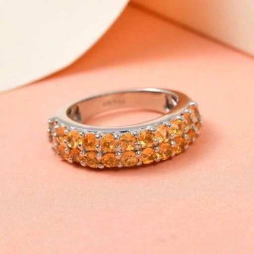 Premium Viceroy Spessartine Garnet Band Ring in Platinum Over SS 1.85 ctw Size 8 - Image 2 of 4