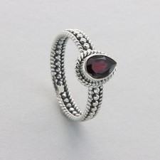 Teardrop Red GARNET Ring - Multiple Sizes - 925 STERLING SILVER Gemstone 41e