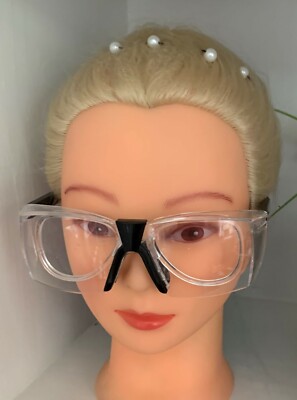 science lab clear safety glasses, black/white
