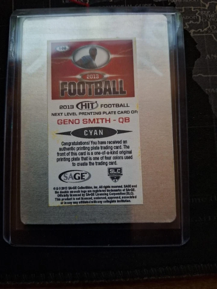 2013 Hit Next Level Cyan Printing Plate 1/1 Geno Smith RC - Image 2 of 2