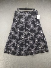 Vintage Y2K Sag Harbor Maxi Long Black Floral Print Skirt Women's Size 8 NEW