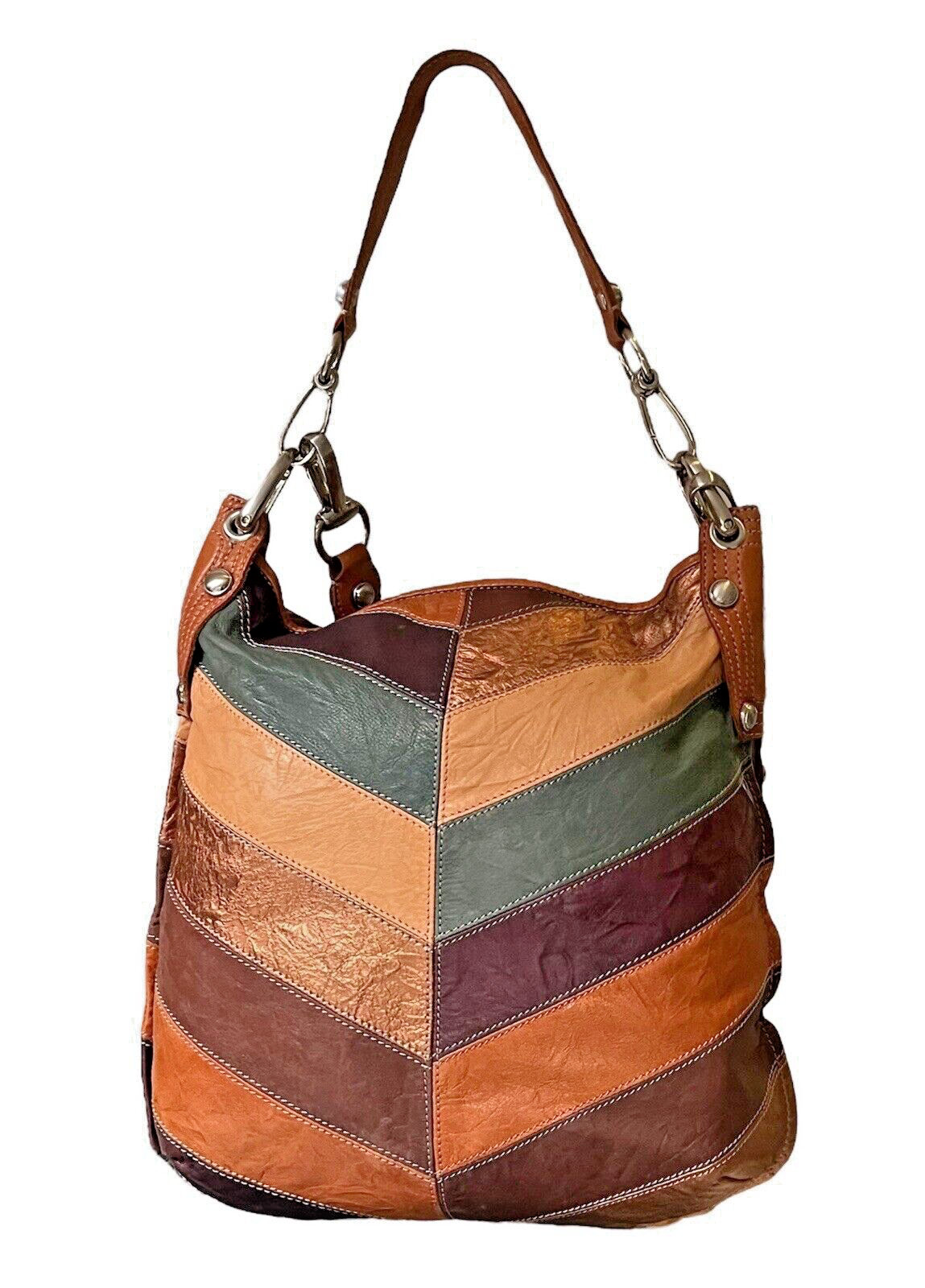 B Makowsky Leather Patchwork Convertible Shoulder… - image 6