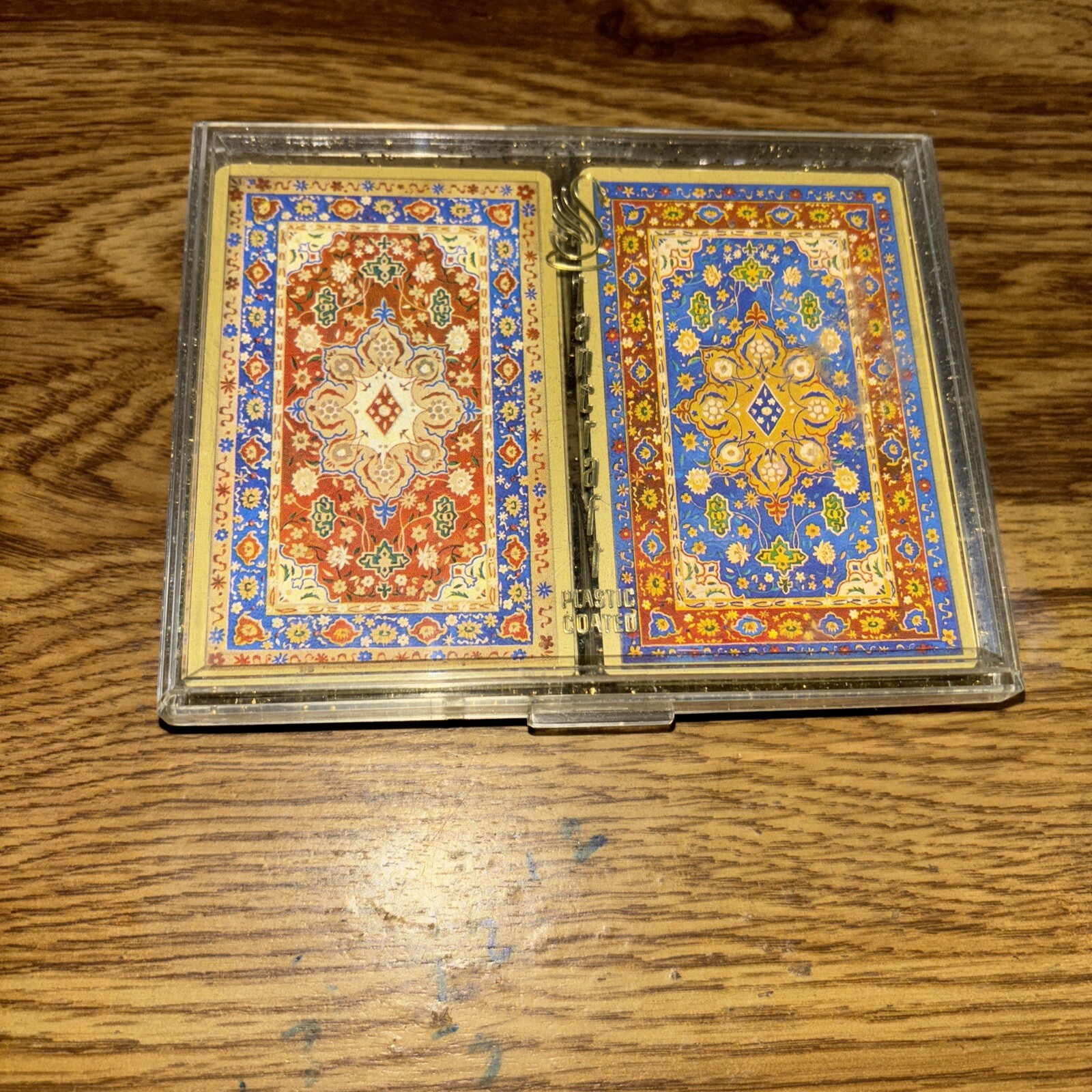 Starcraft Vintage Plastic Coated Playing Cards Double Deck Swank Glitter Case!