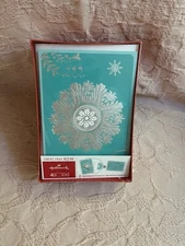 Hallmark Tiffany Blue Boxed Christmas Cards (40 Cards & 40 Envelopes) 2 Designs