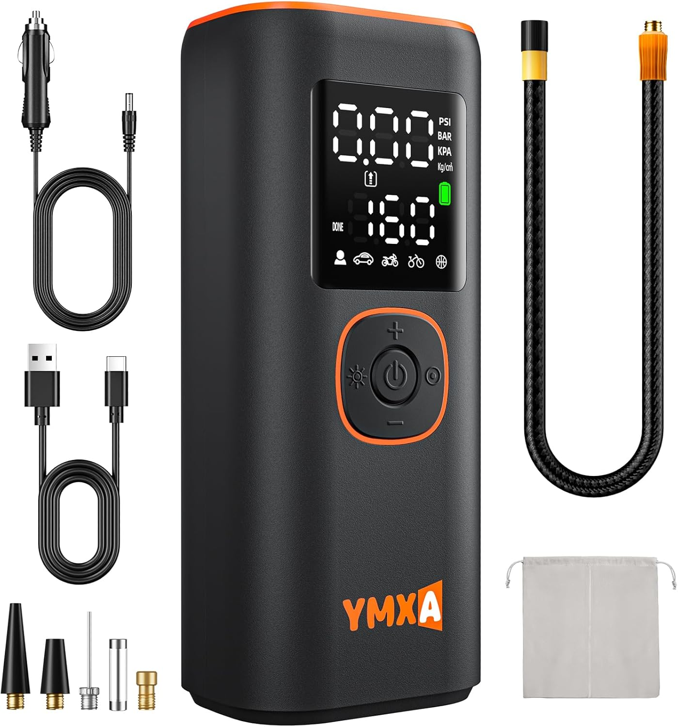 Portable Tire Inflator for Car - 5X Faster 160 PSI, DC 12V Air Pump for Car Tire