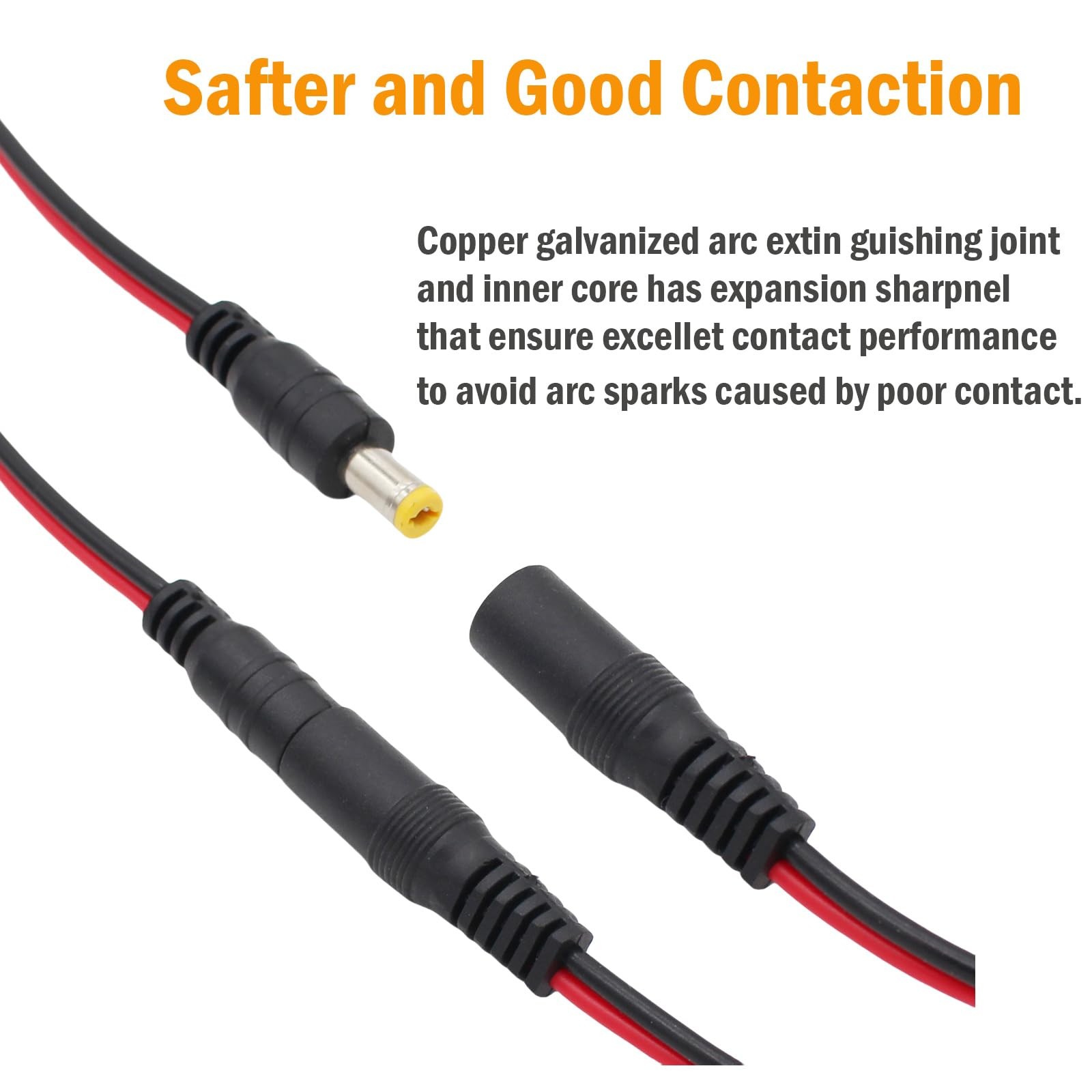 exgoofit 12V 5A DC Power Pigtail Barrel Plug Connector Cable 5 Pairs, 2.1mm x...
