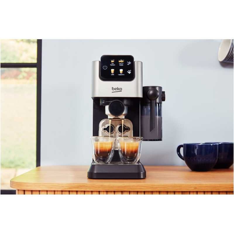 Machine expresso Beko CEP5304X noir avec broyeur compact pour café grain