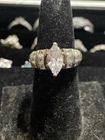 Vintage Sterling Silver Marquise CZ Accent Band Engagement Ring SZ 8.25
