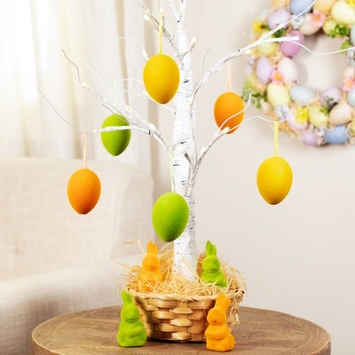 Northlight 24 Orange Green Yellow Spring Easter Egg Ornaments Bunny Figures 2.5''